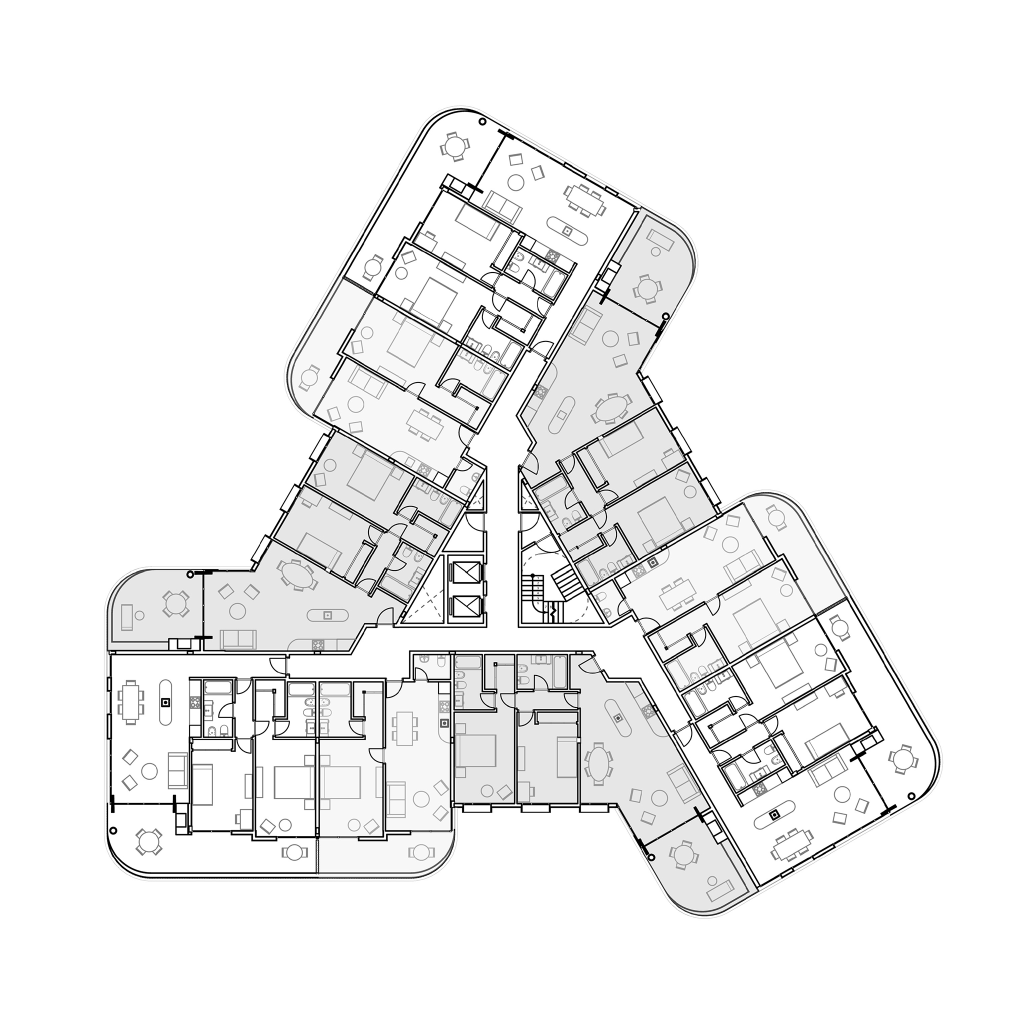 Cloverleaf-Plan 1 &2 Bedrooms