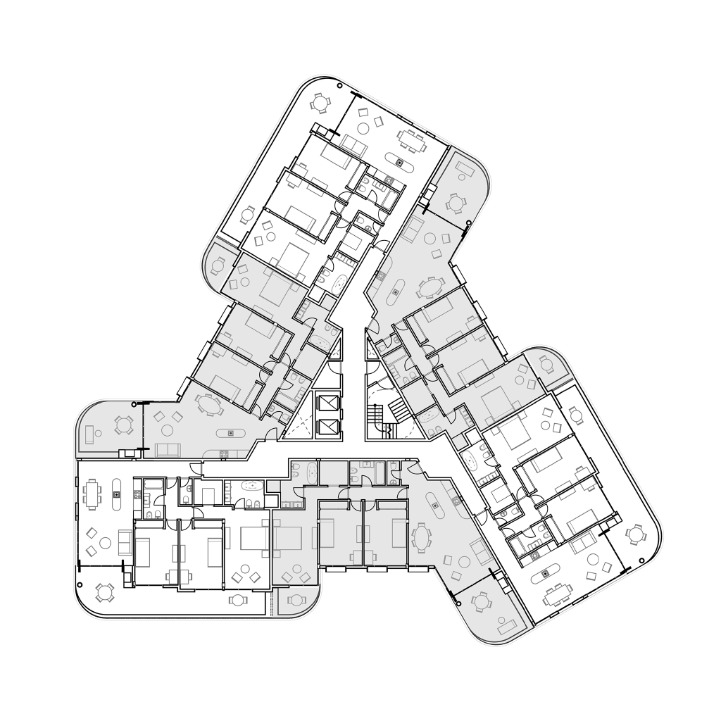 Cloverleaf-Plan 1 &2 Bedrooms