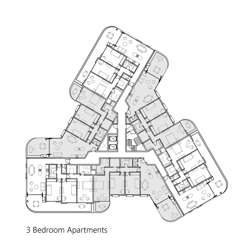 Cloverleaf-Plan 3 Bedrooms-